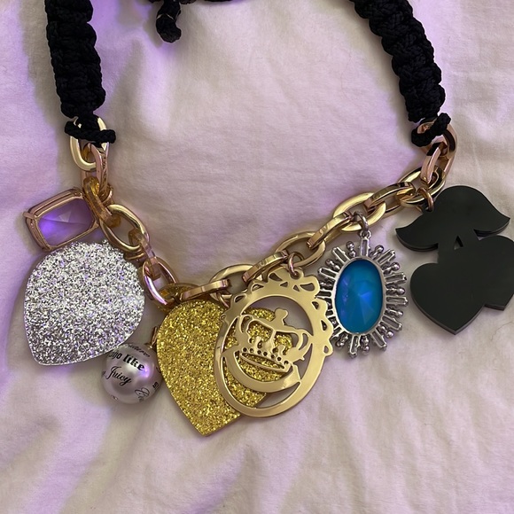 Vintage XL glitter Juicy Couture charm necklace RARE mint Y2K LARGE charms - Picture 10 of 17